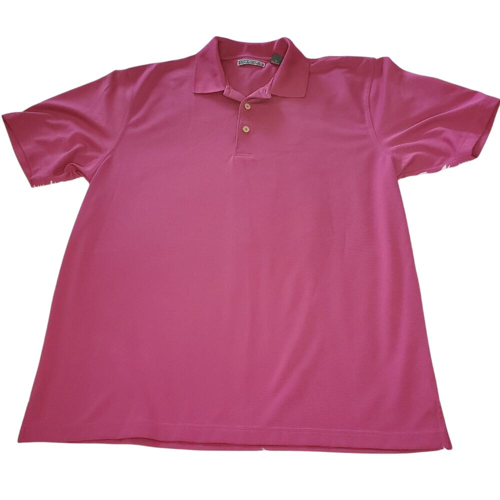 2/$30 Cubavera Polo Shirt Magenta with Pinstripes Size XL Collared Short-sleeved